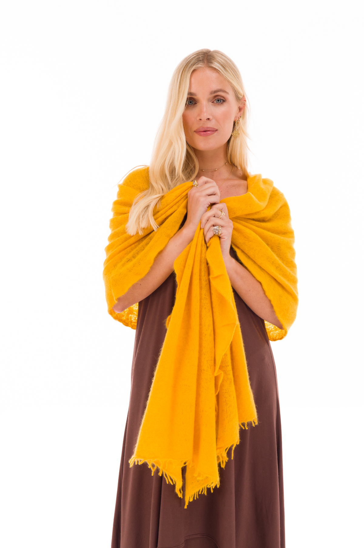 100% CASHMERE FELTED SCARF TIBETAN YELLOW