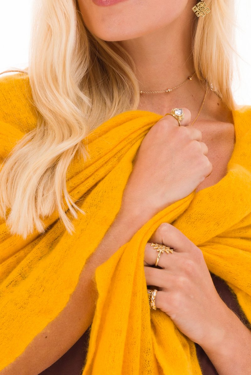 100% CASHMERE FELTED SCARF TIBETAN YELLOW