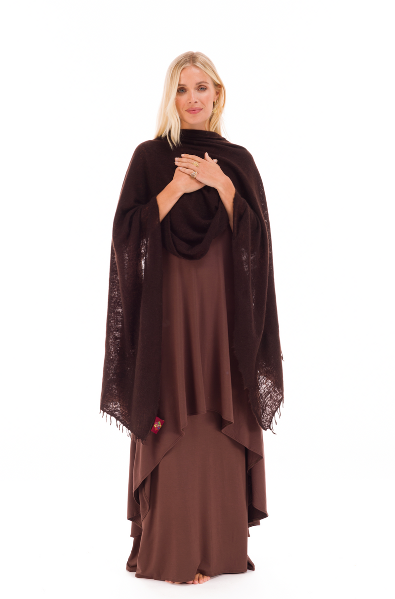 100% CASHMERE FELTED SCARF BROWN