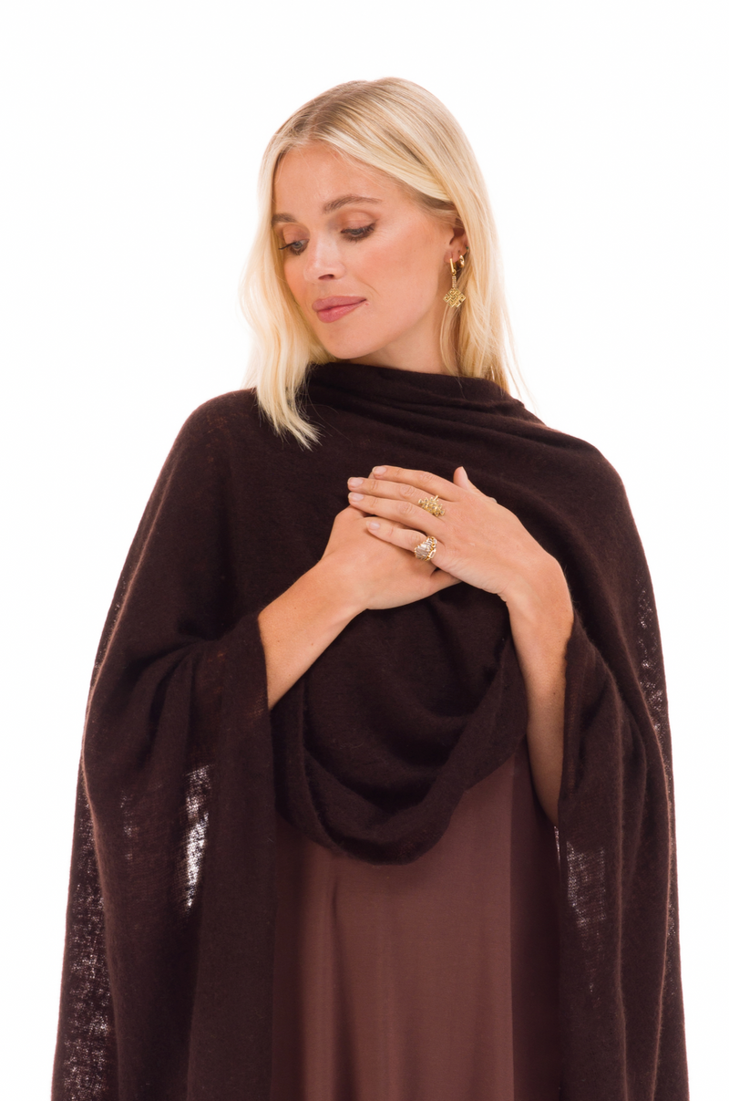 100% CASHMERE FELTED SCARF BROWN