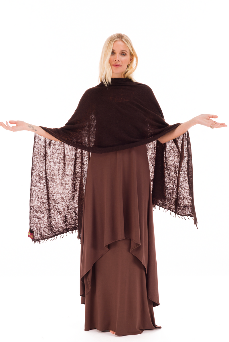 100% CASHMERE FELTED SCARF BROWN