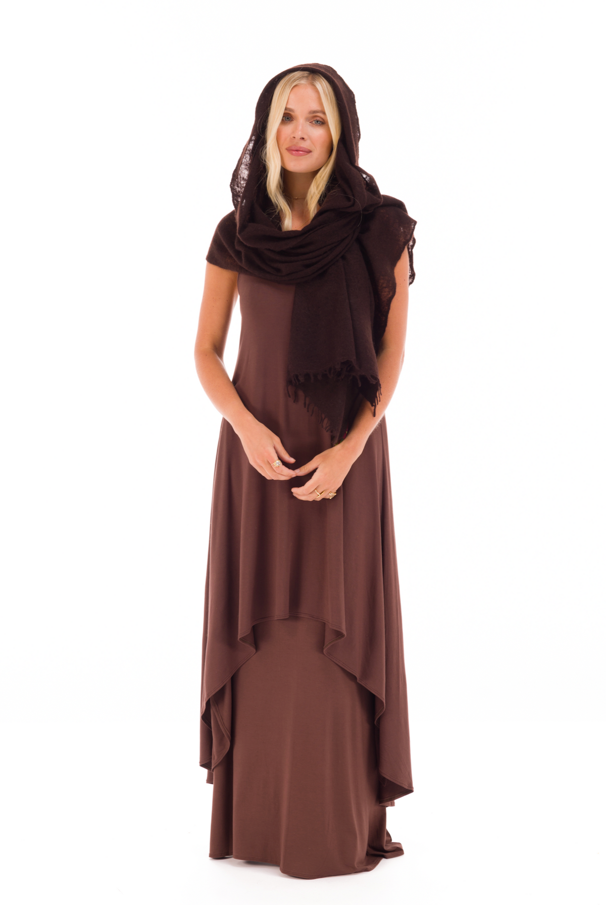 100% CASHMERE FELTED SCARF BROWN