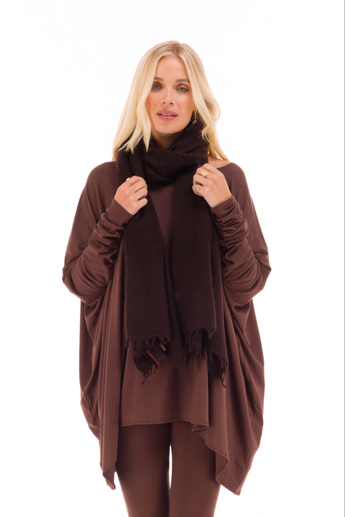 100% CASHMERE FELTED SCARF BROWN