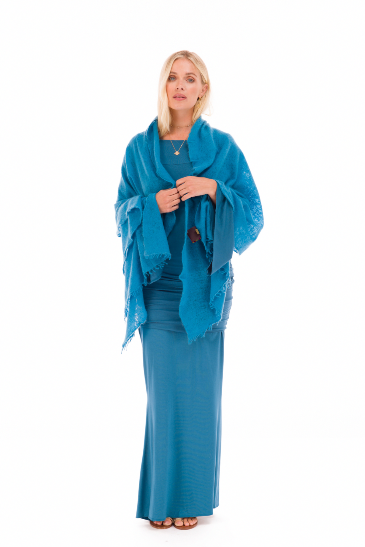 100% CASHMERE FELTED SCARF SKY BLUE