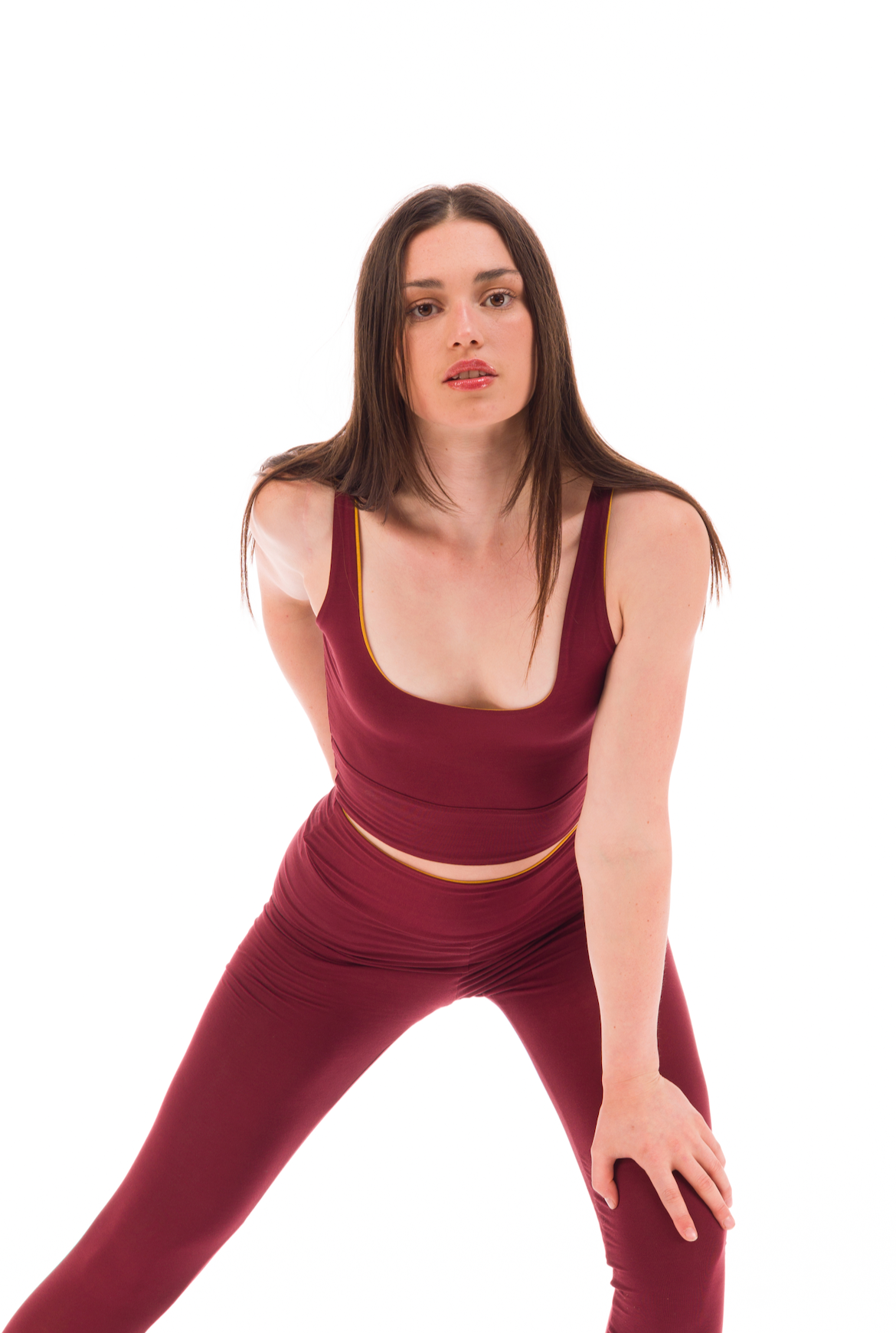 BAMBOO REVERSIBLE YOGA BRA BURGUNDY-TIBETAN YELLOW