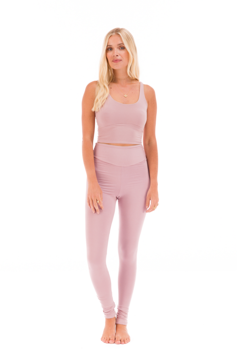 BAMBOO REVERSIBLE YOGA PANTS ROSEWOOD - ECRU