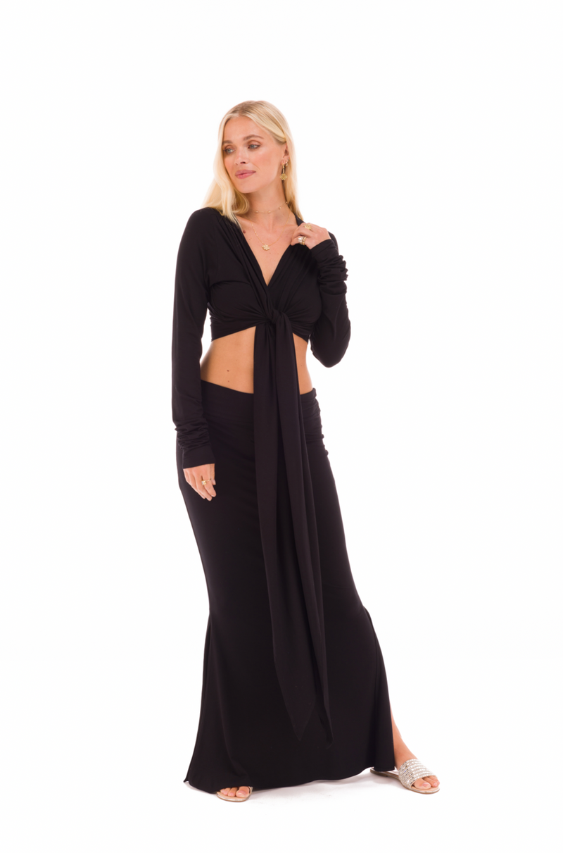 BAMBOO DRAPE SHRUG BLACK