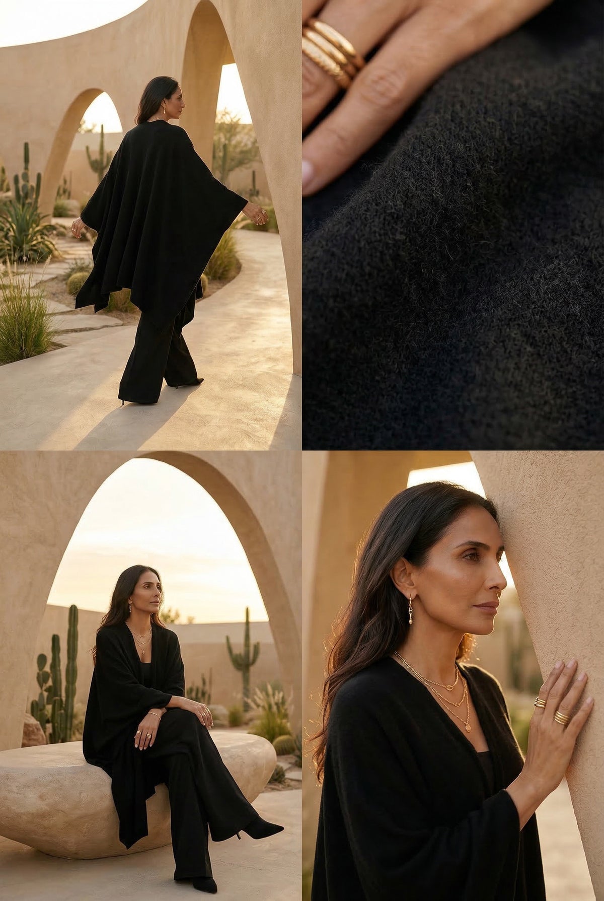 100% 2 PLY AVALON CASHMERE CAPE BLACK