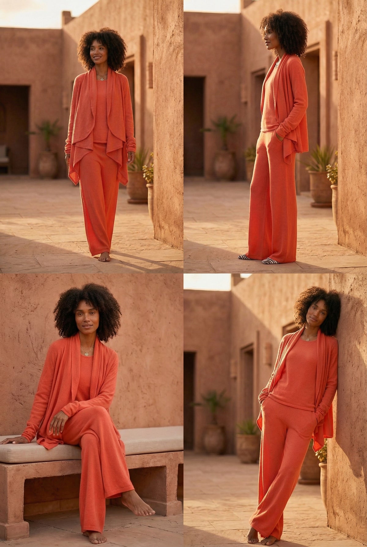 NEW 100% MONGOLIAN CASHMERE WATERFALL JACKET ORANGE