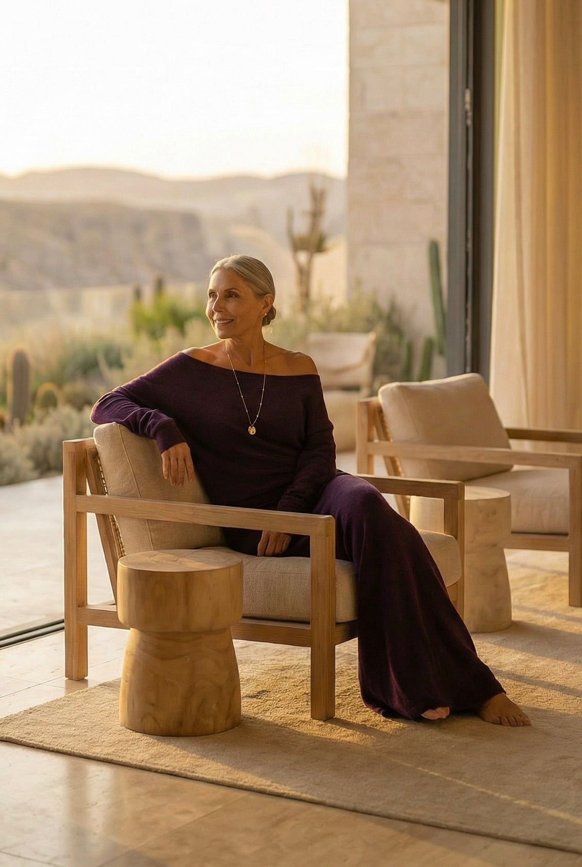 100% CASHMERE OBLIQUE JUMPER AUBERGINE