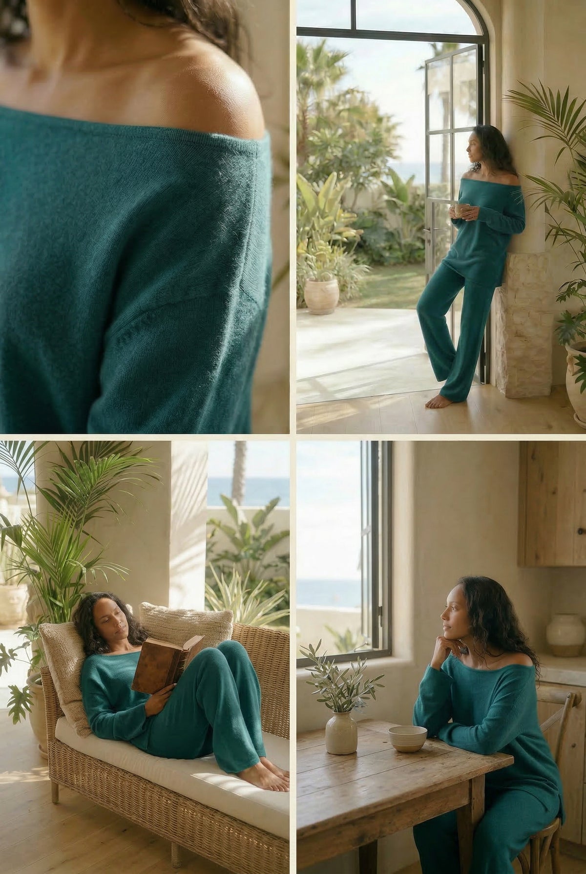 100% CASHMERE LOUNGE PANTS PEACOCK