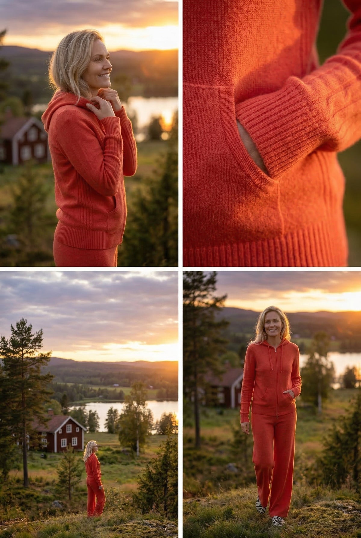 100% CASHMERE TRACKSUIT TOP ORANGE