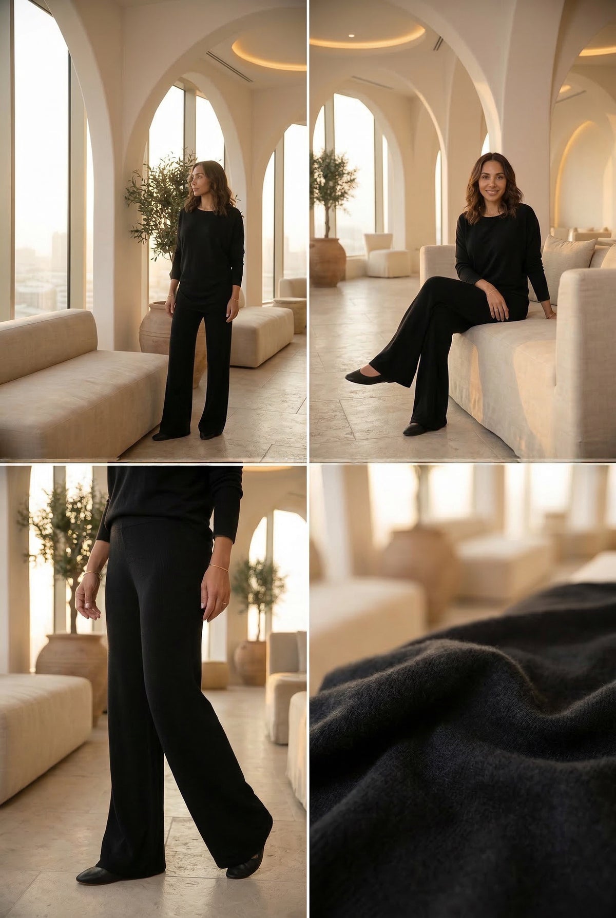 100% CASHMERE LOUNGE PANTS BLACK