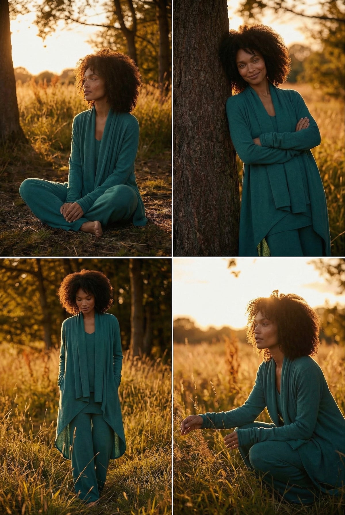 NEW 100% MONGOLIAN CASHMERE WATERFALL JACKET PEACOCK