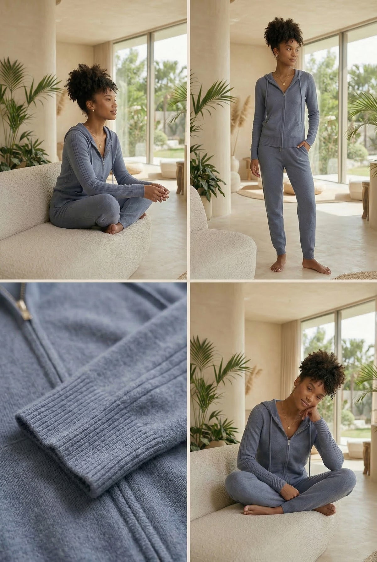 100% CASHMERE TRACKSUIT TOP DOVE GREY