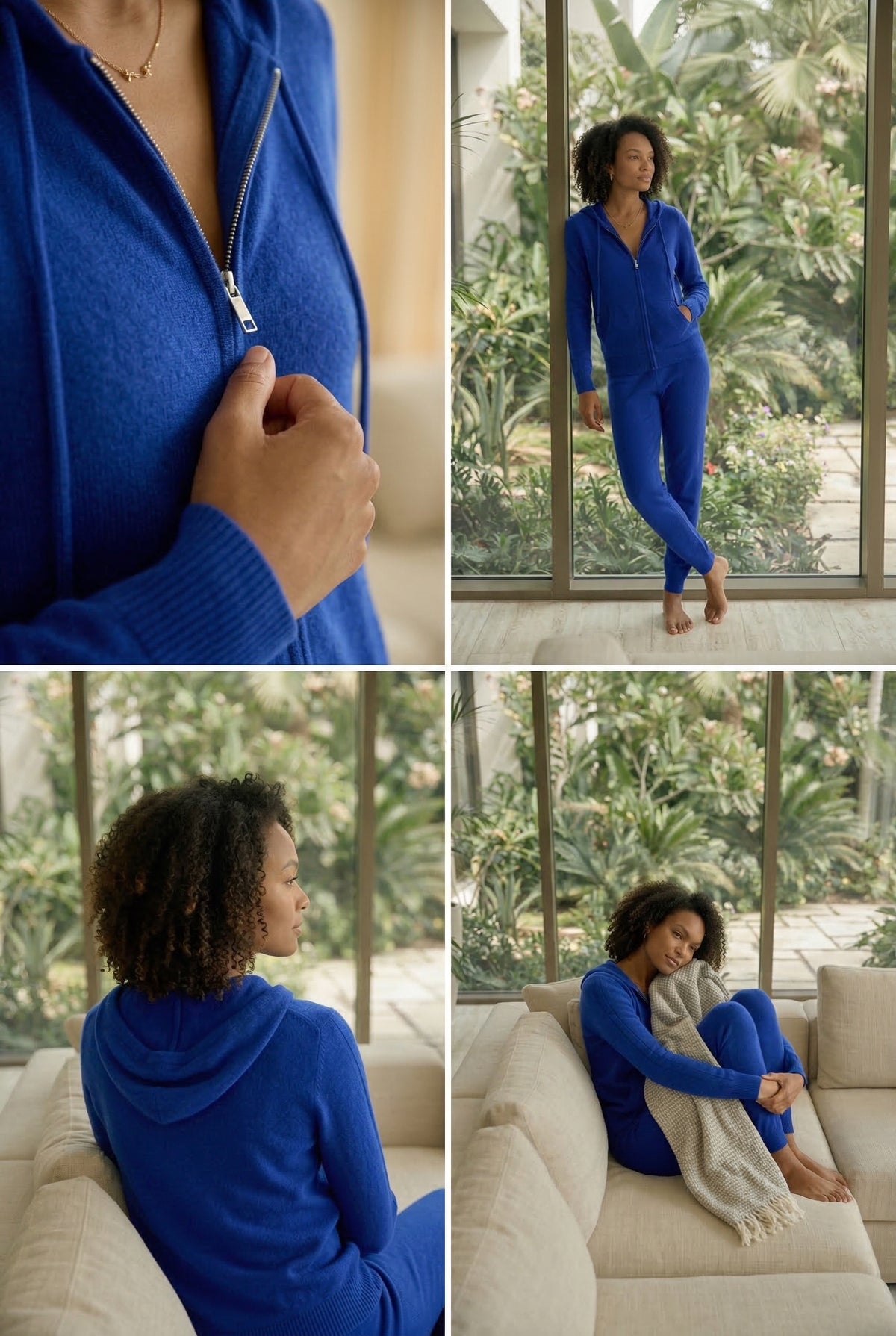 100% CASHMERE TRACKSUIT TOP ROYAL BLUE