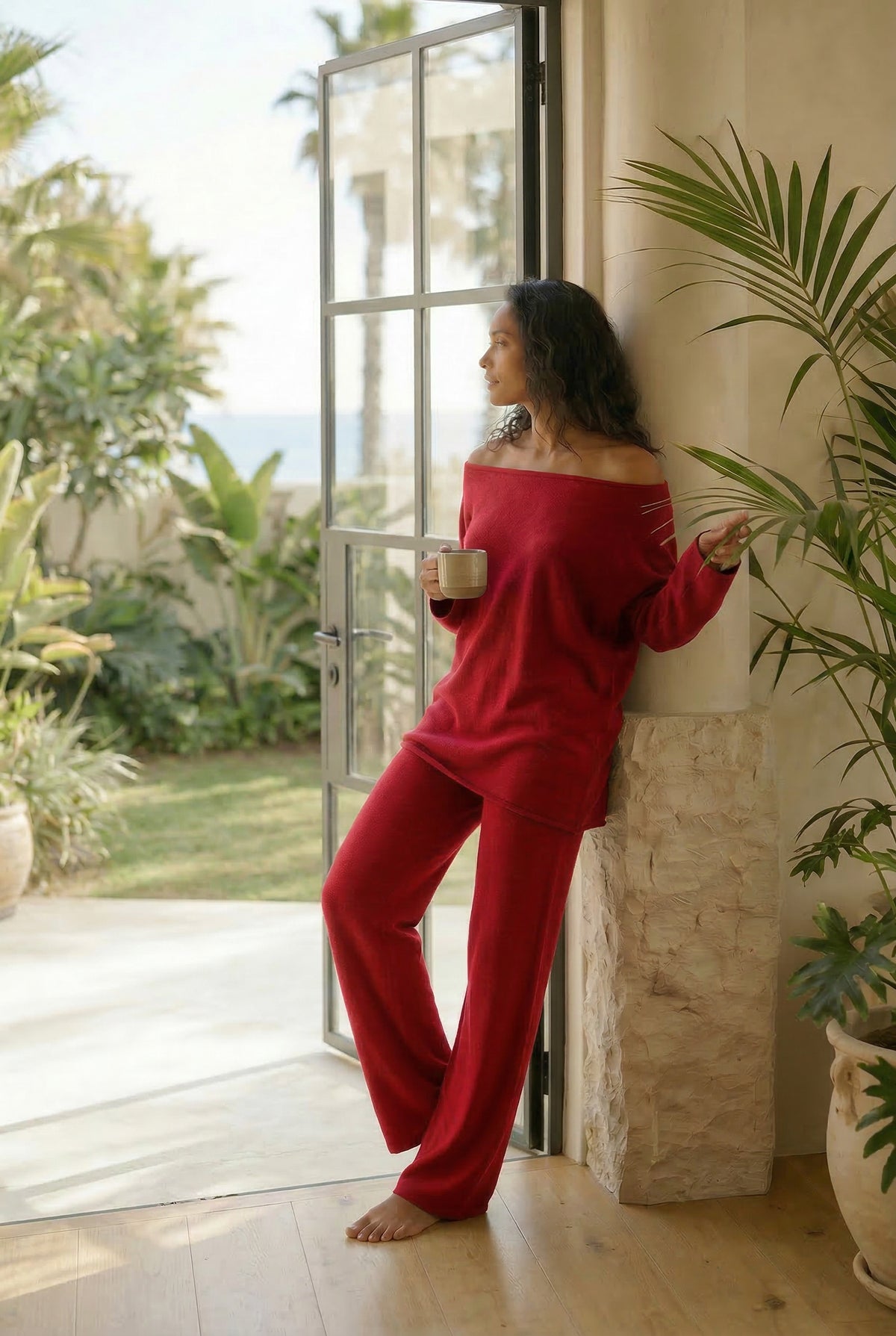100% CASHMERE LOUNGE PANTS CLARET