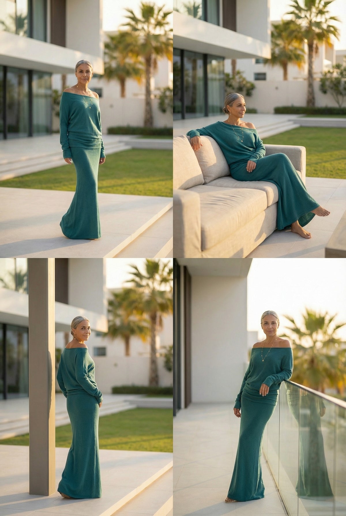 100% CASHMERE A-LINE SKIRT PEACOCK