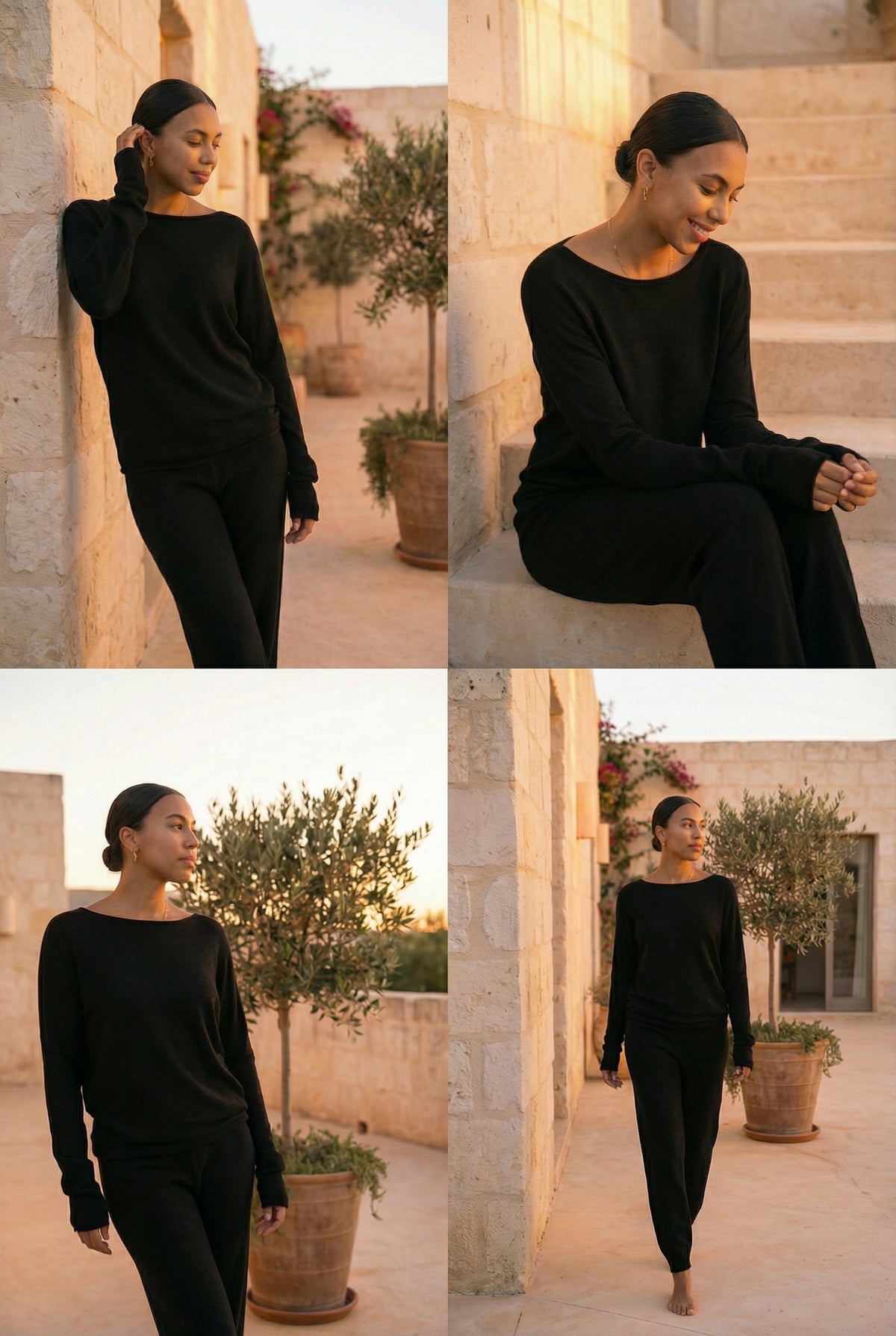 100% CASHMERE OBLIQUE JUMPER BLACK