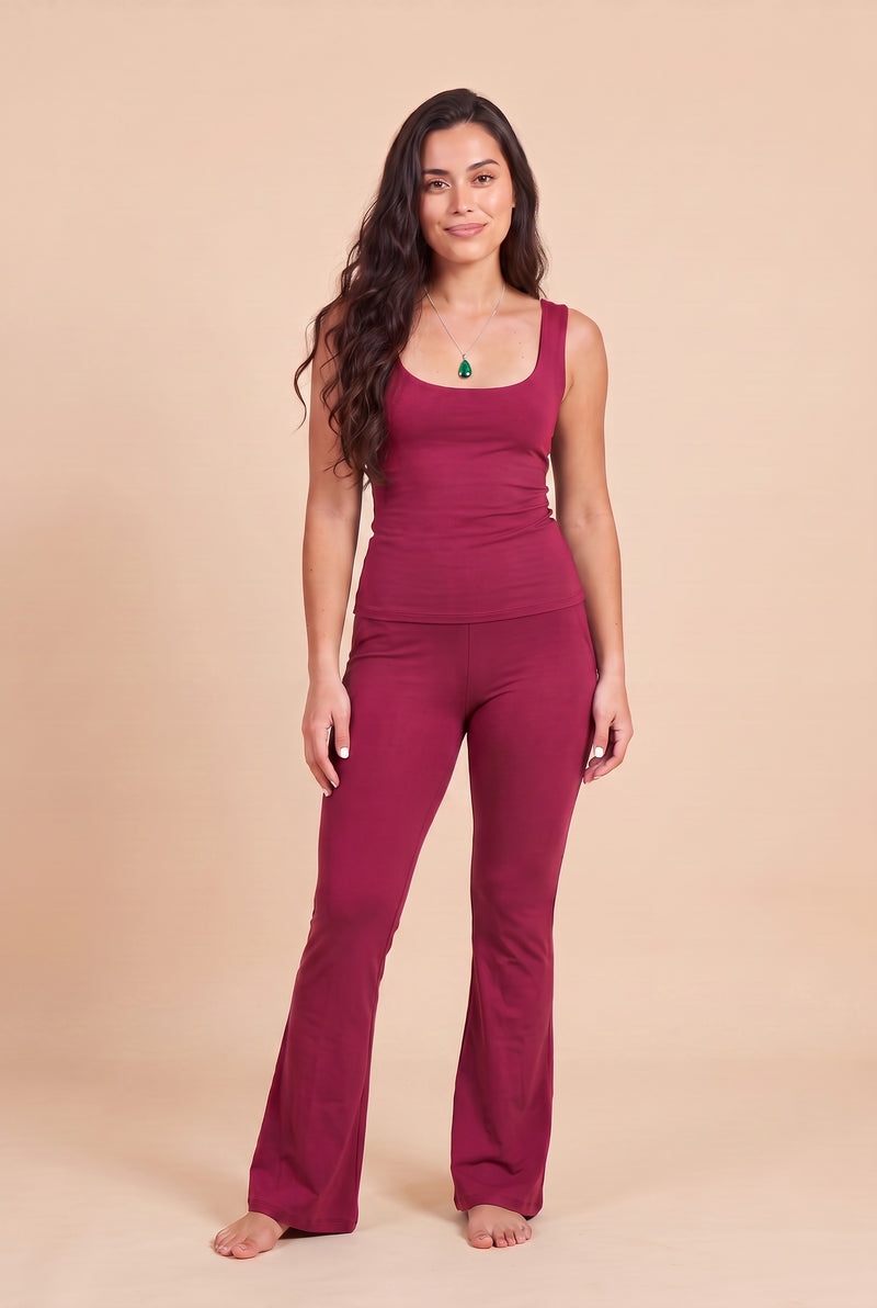 BAMBOO NEW SQUARE NECK TOP CLARET