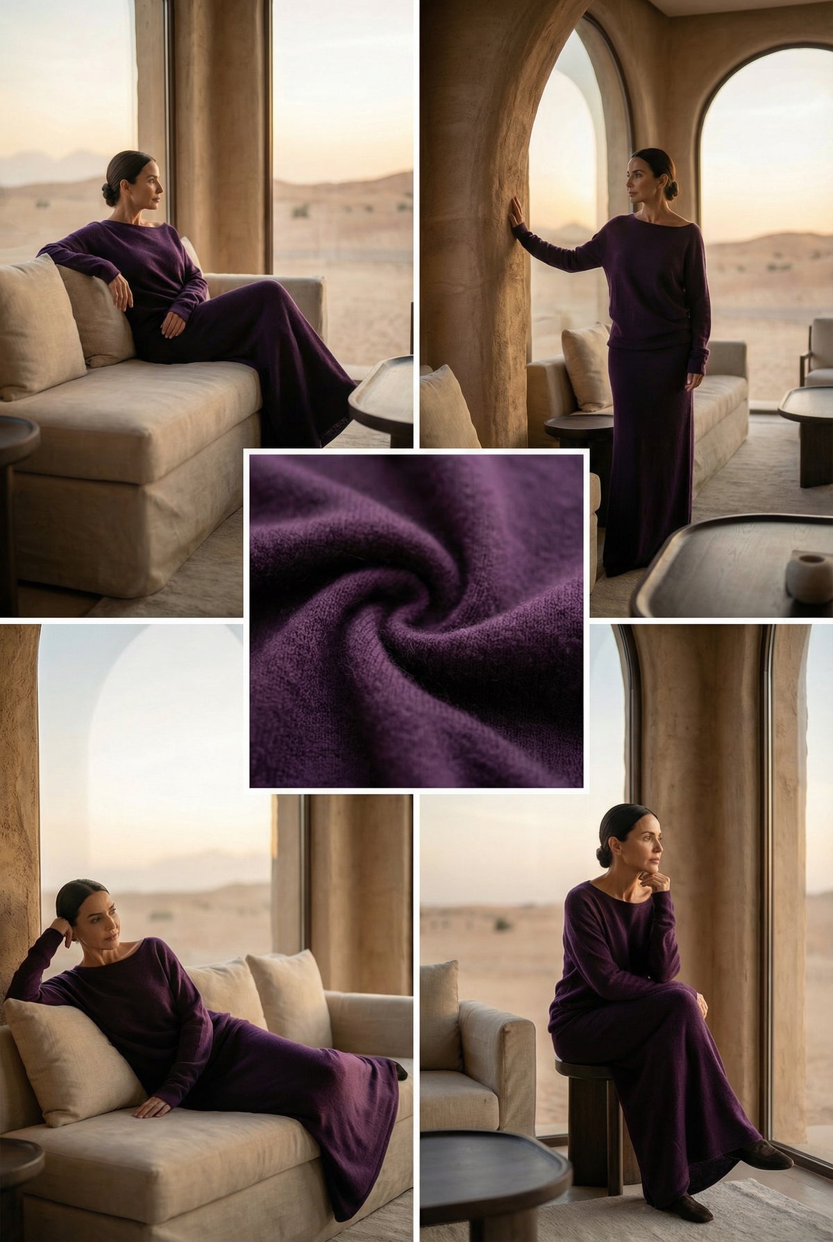 100% CASHMERE A-LINE SKIRT AUBERGINE