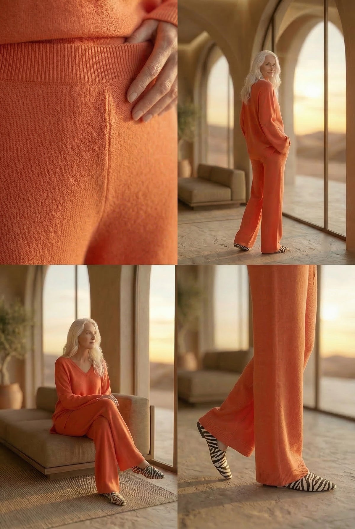 100% CASHMERE LOUNGE PANTS ORANGE