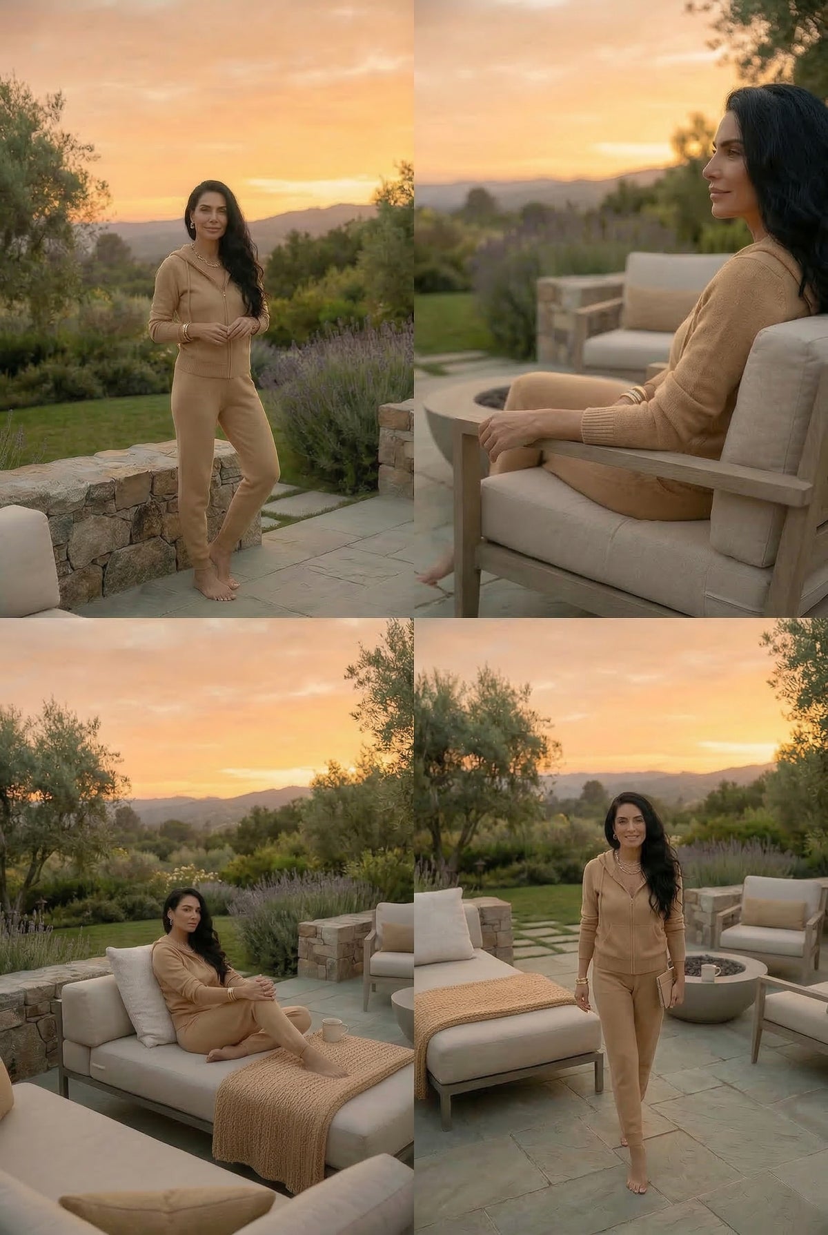 100% CASHMERE TRACKSUIT TOP HONEY
