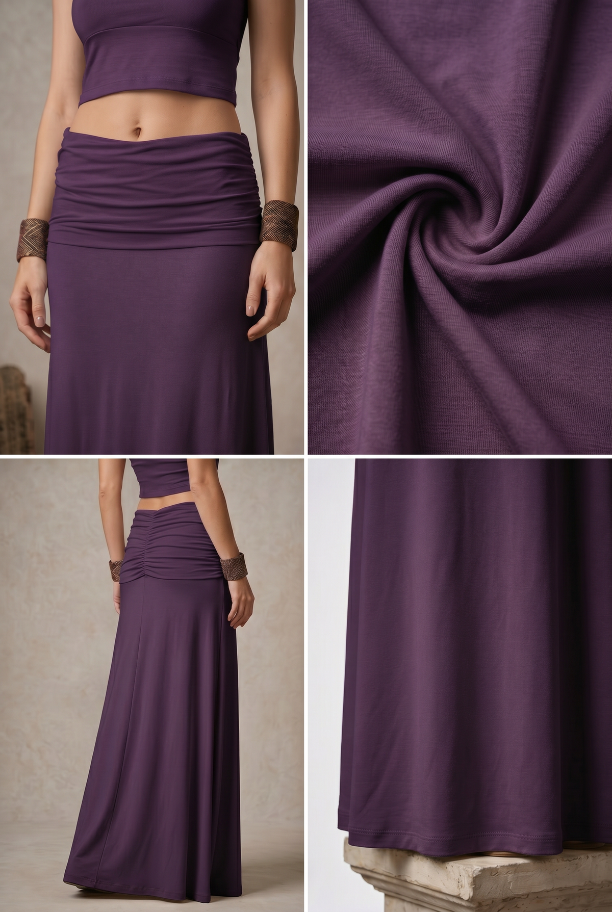 BAMBOO FLAMENCO SKIRT DEEP PURPLE