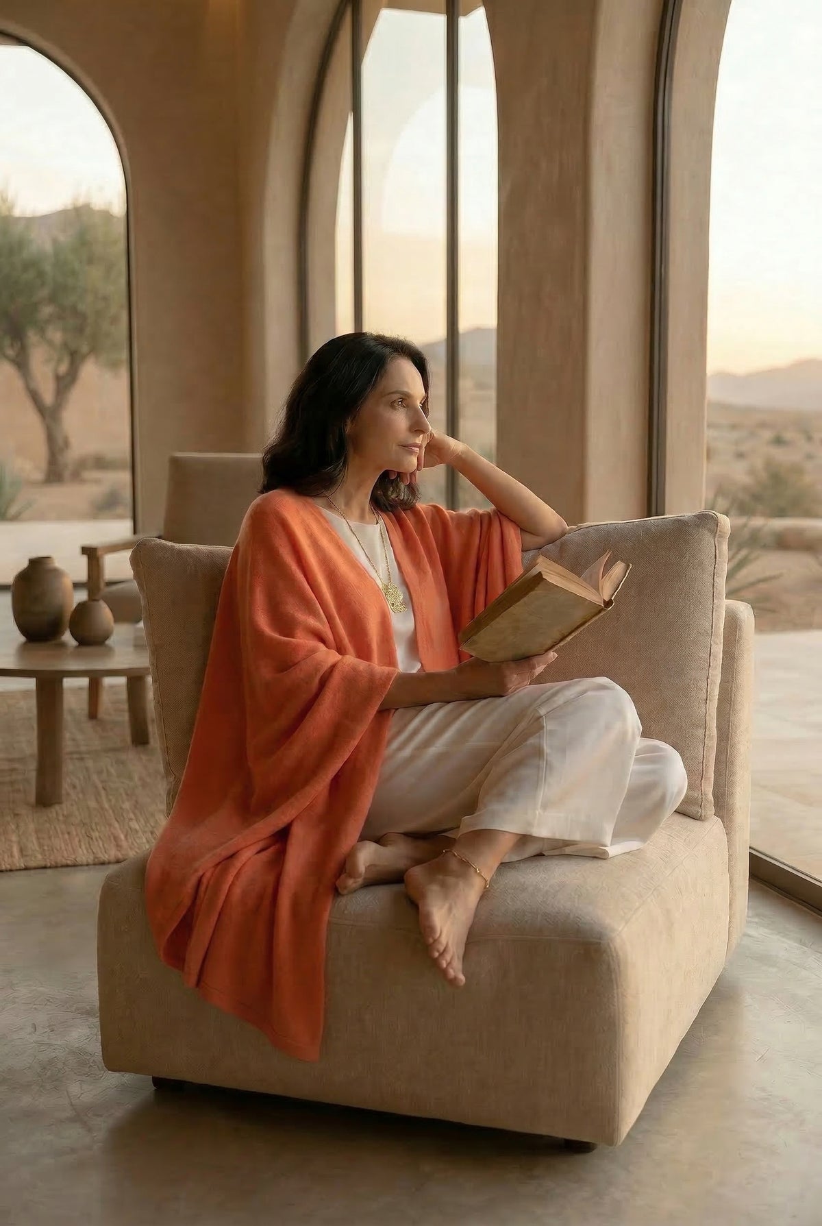 100% 2 PLY AVALON CASHMERE CAPE SPICY ORANGE