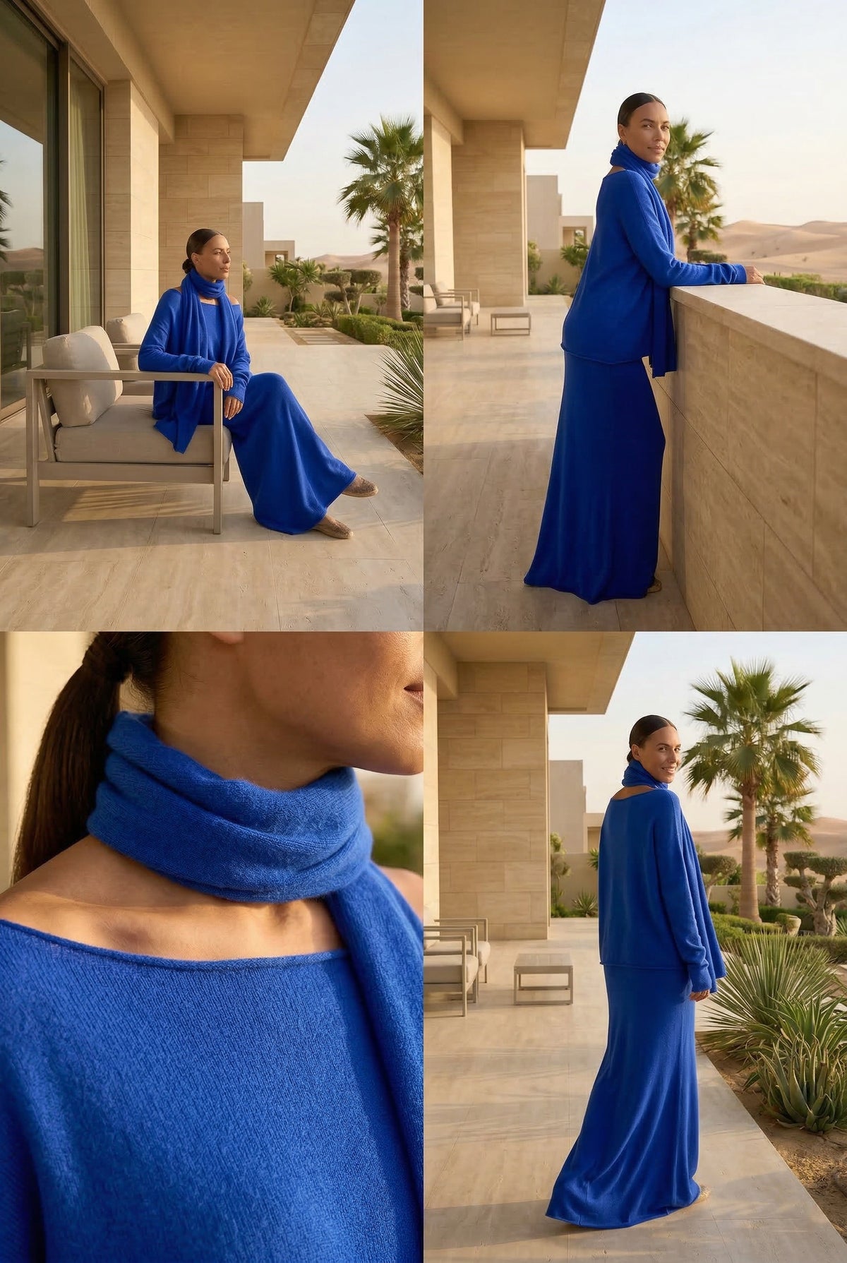 100% CASHMERE A-LINE SKIRT ROYAL BLUE