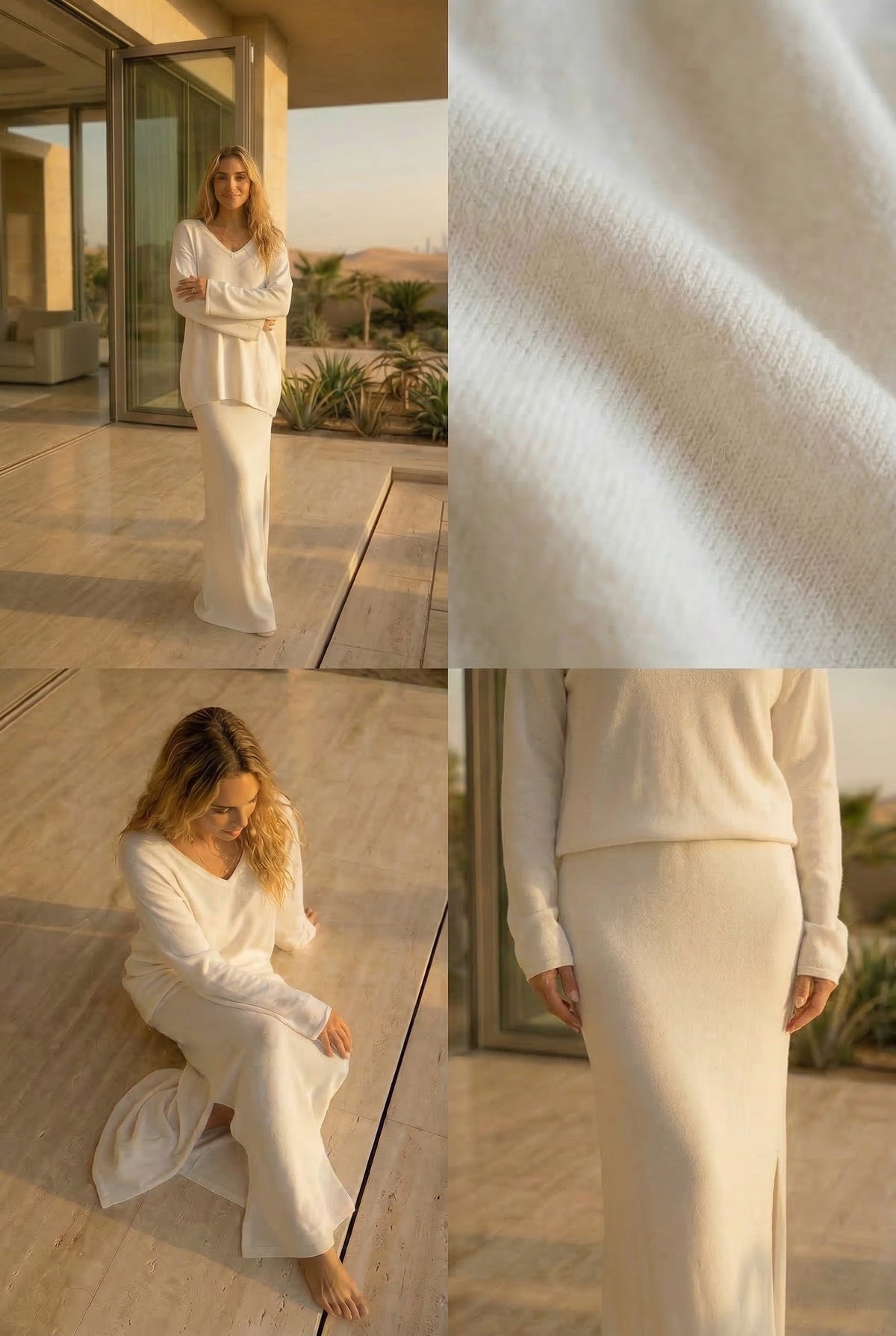 100% CASHMERE A-LINE SKIRT WINTER WHITE