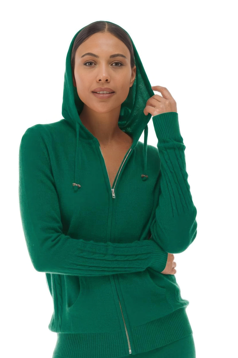 100% CASHMERE TRACKSUIT TOP EMERALD GREEN