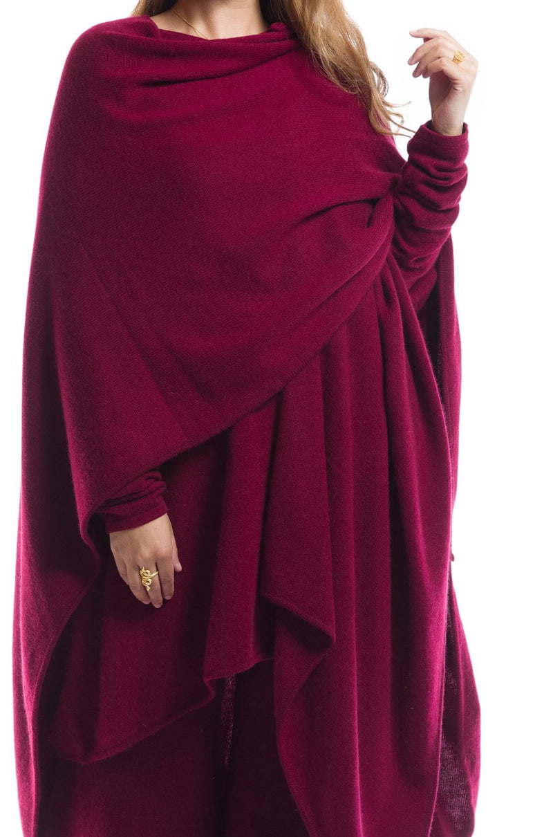 100% 4 PLY AVALON CASHMERE CAPE BURGUNDY
