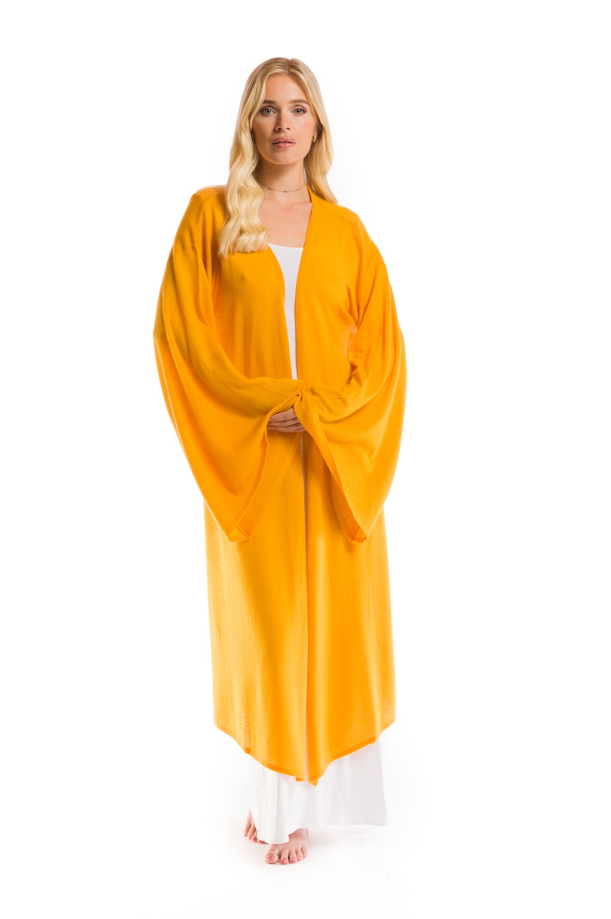 FINAL SALE - 100% CASHMERE ULTRA FINE DRAPED SHRUG TIBETAN YELLOW
