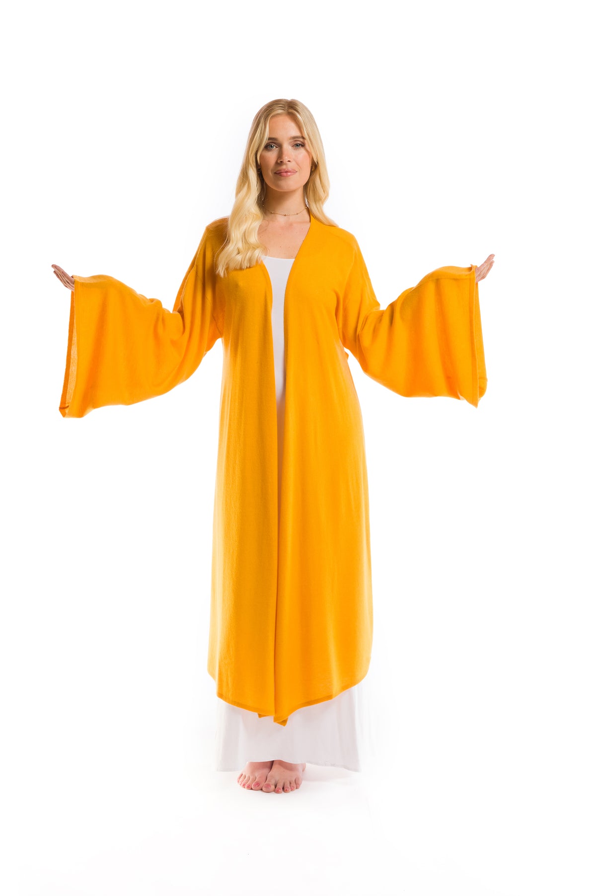 FINAL SALE - 100% CASHMERE ULTRA FINE DRAPED SHRUG TIBETAN YELLOW
