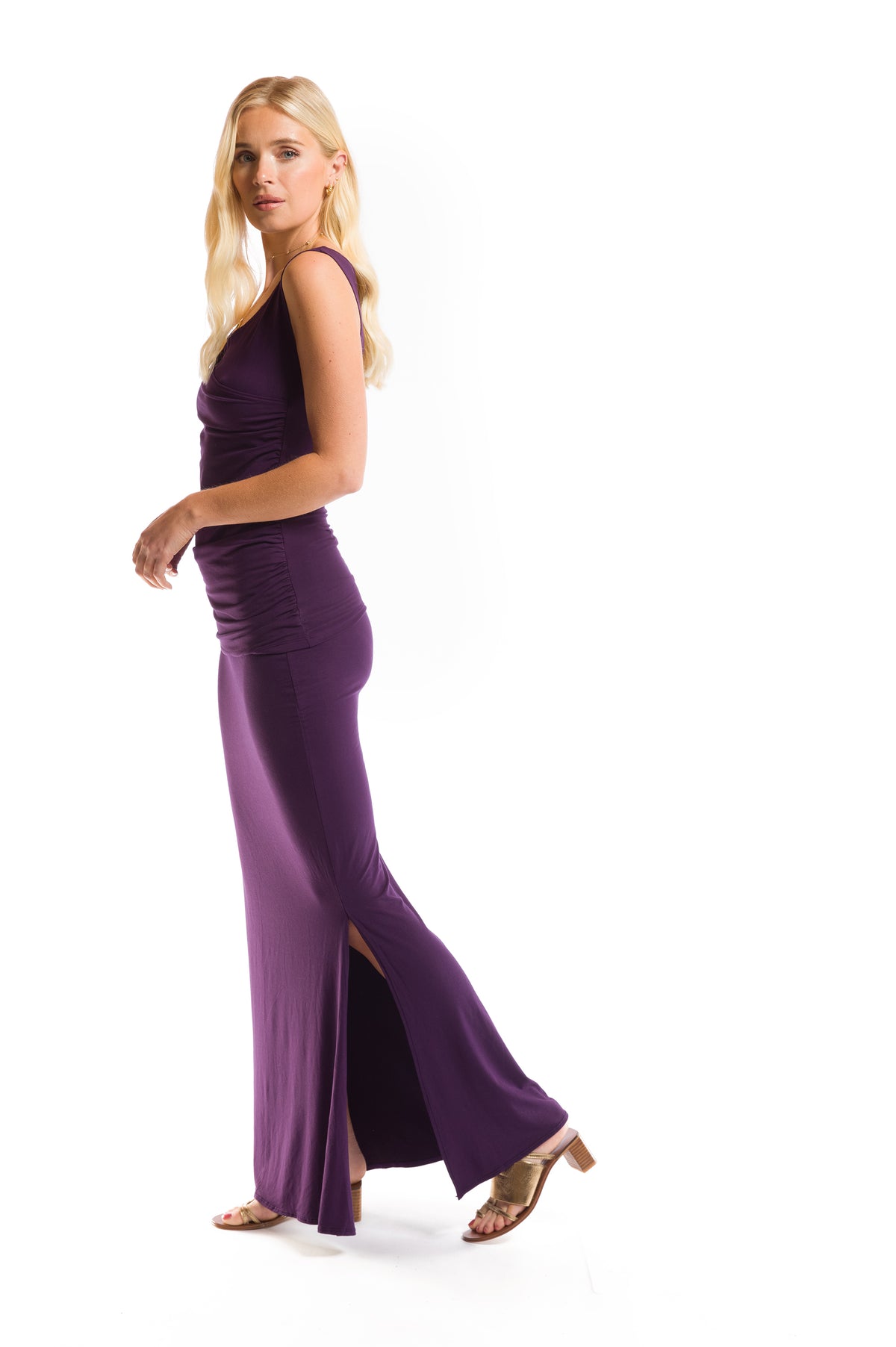 BAMBOO SIDE SLIT SKIRT DEEP PURPLE