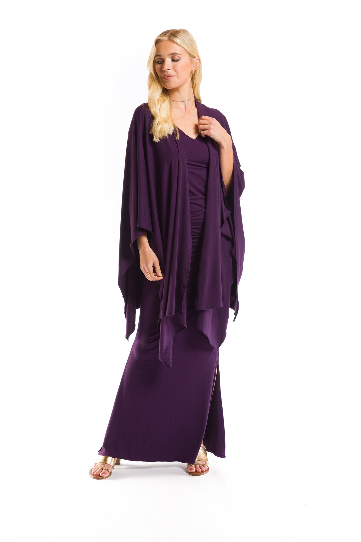 BAMBOO SIDE SLIT SKIRT DEEP PURPLE