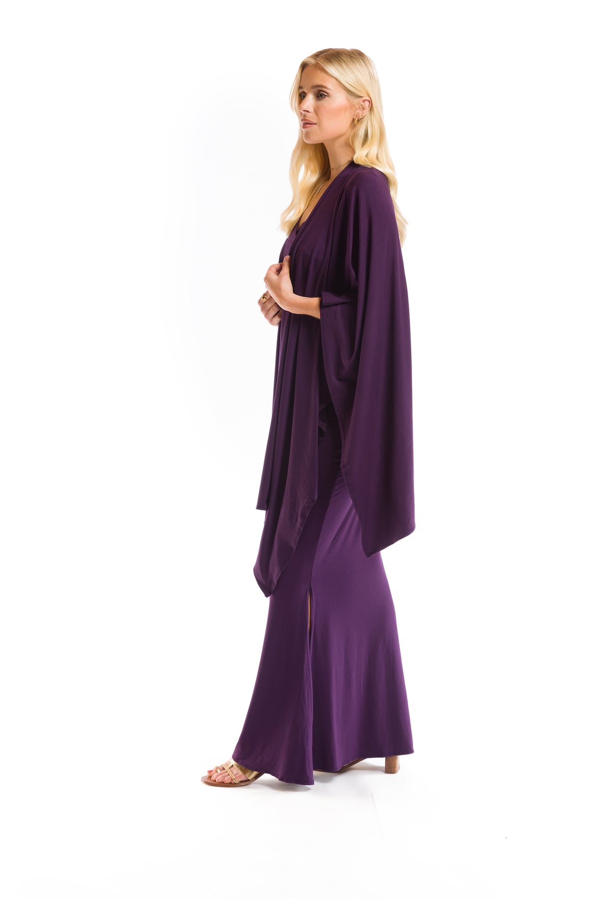 BAMBOO SIDE SLIT SKIRT DEEP PURPLE