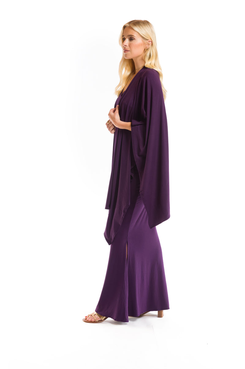 BAMBOO SIDE SLIT SKIRT DEEP PURPLE