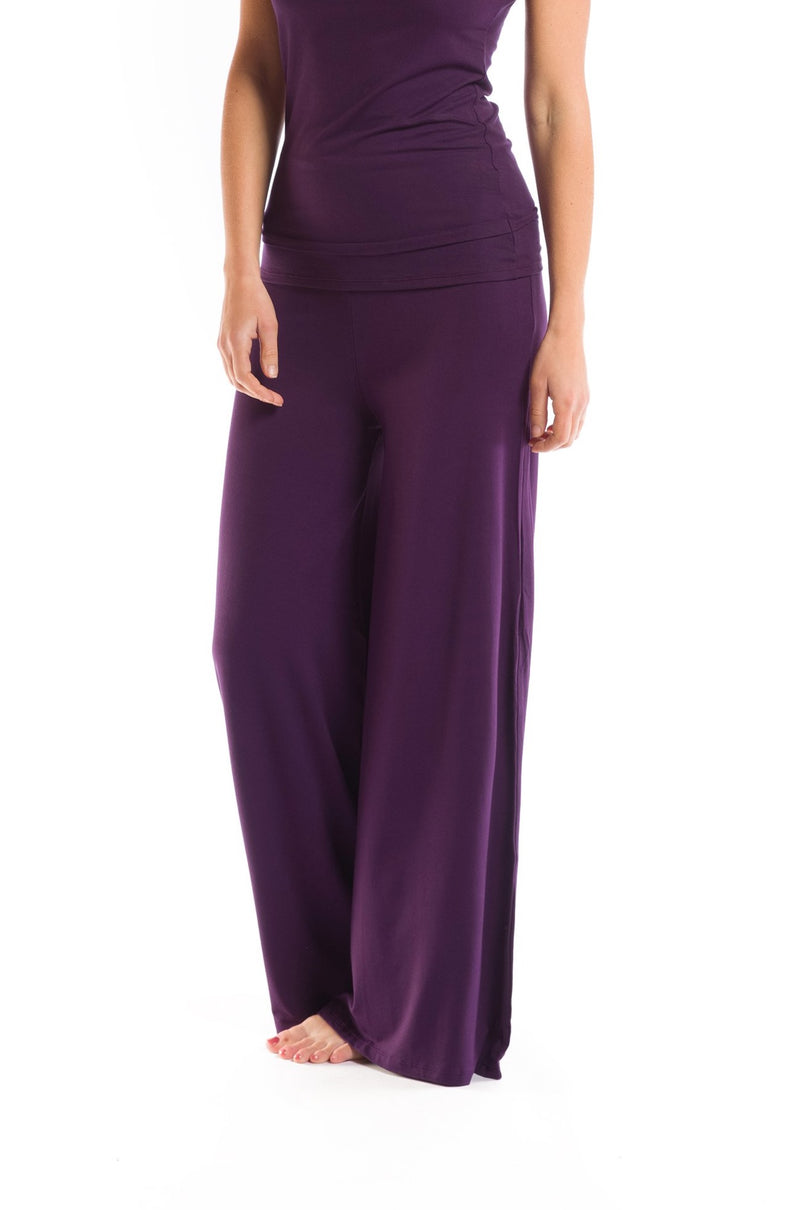 BAMBOO PALAZZO PANTS DEEP PURPLE