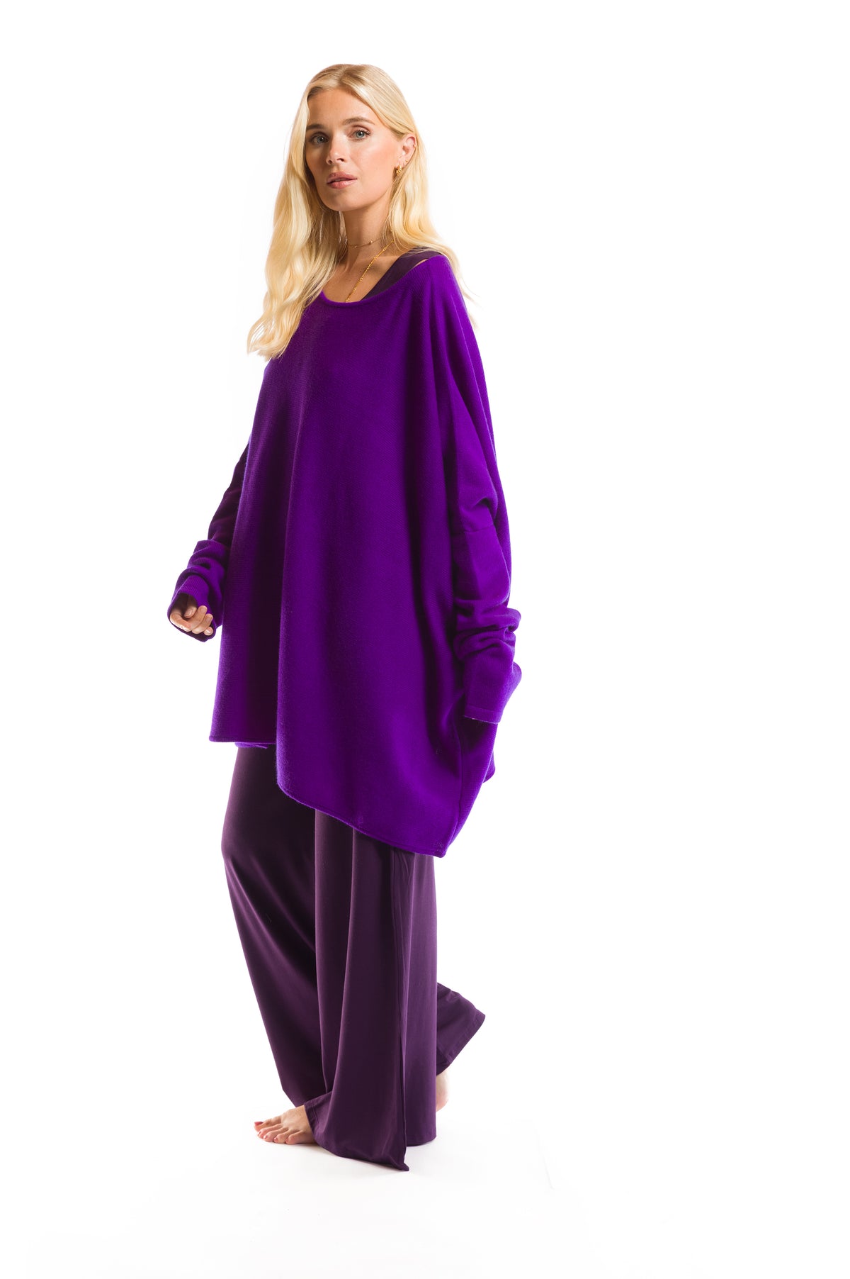 100% 4 PLY CASHMERE SNUGGLE BOX JUMPER ROYAL PURPLE