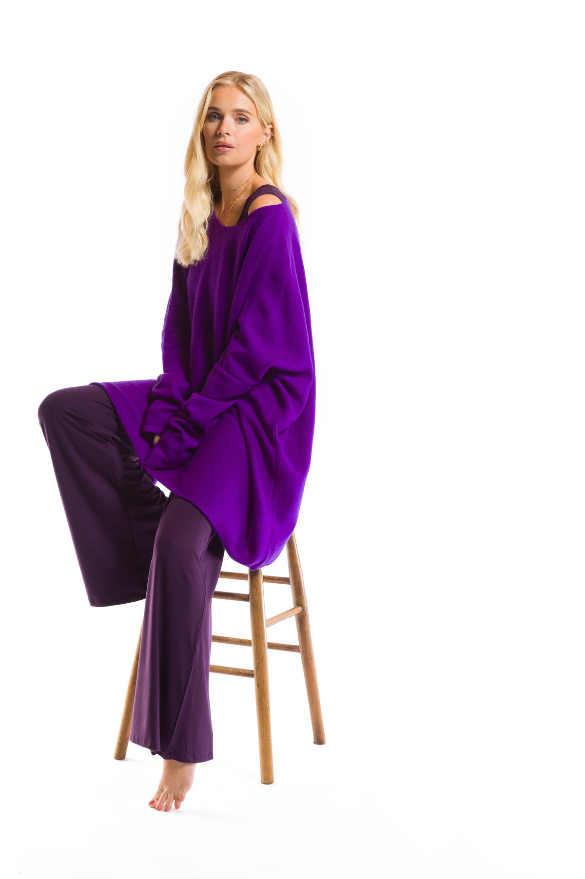 100% 4 PLY CASHMERE SNUGGLE BOX JUMPER ROYAL PURPLE