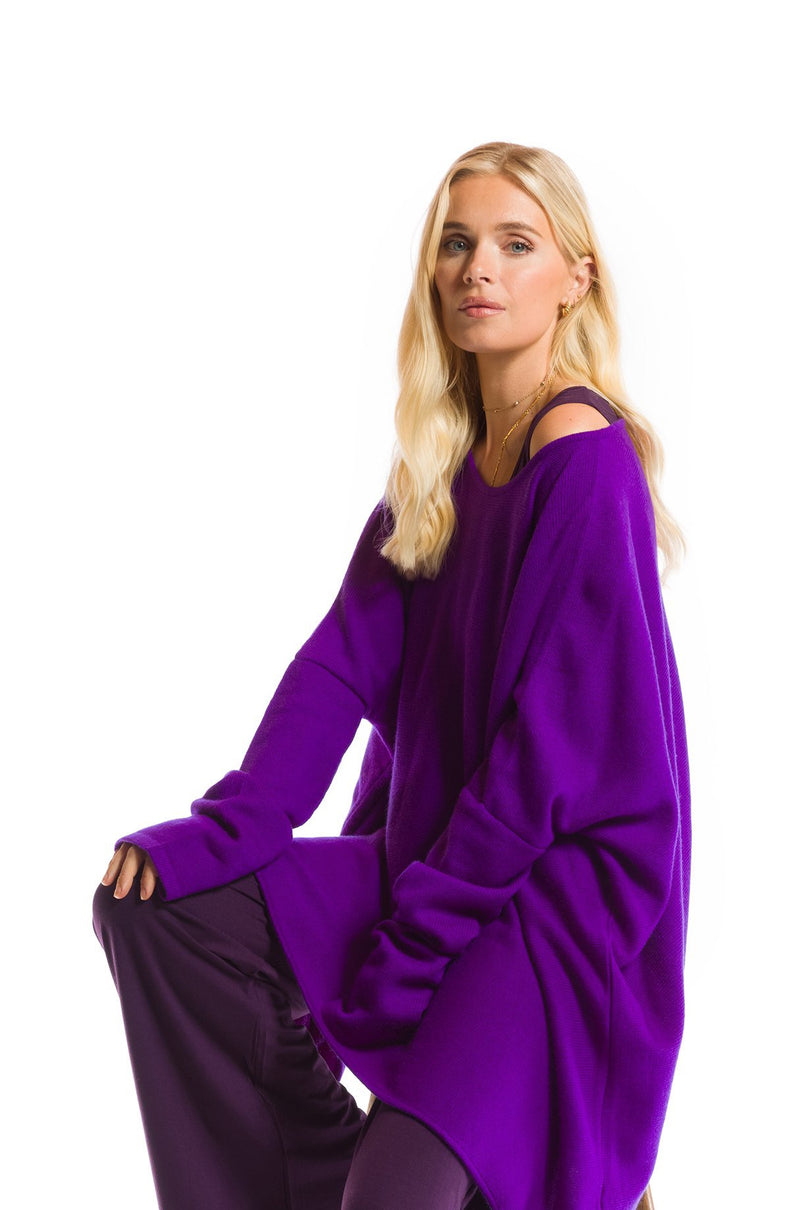 100% 4 PLY CASHMERE SNUGGLE BOX JUMPER ROYAL PURPLE