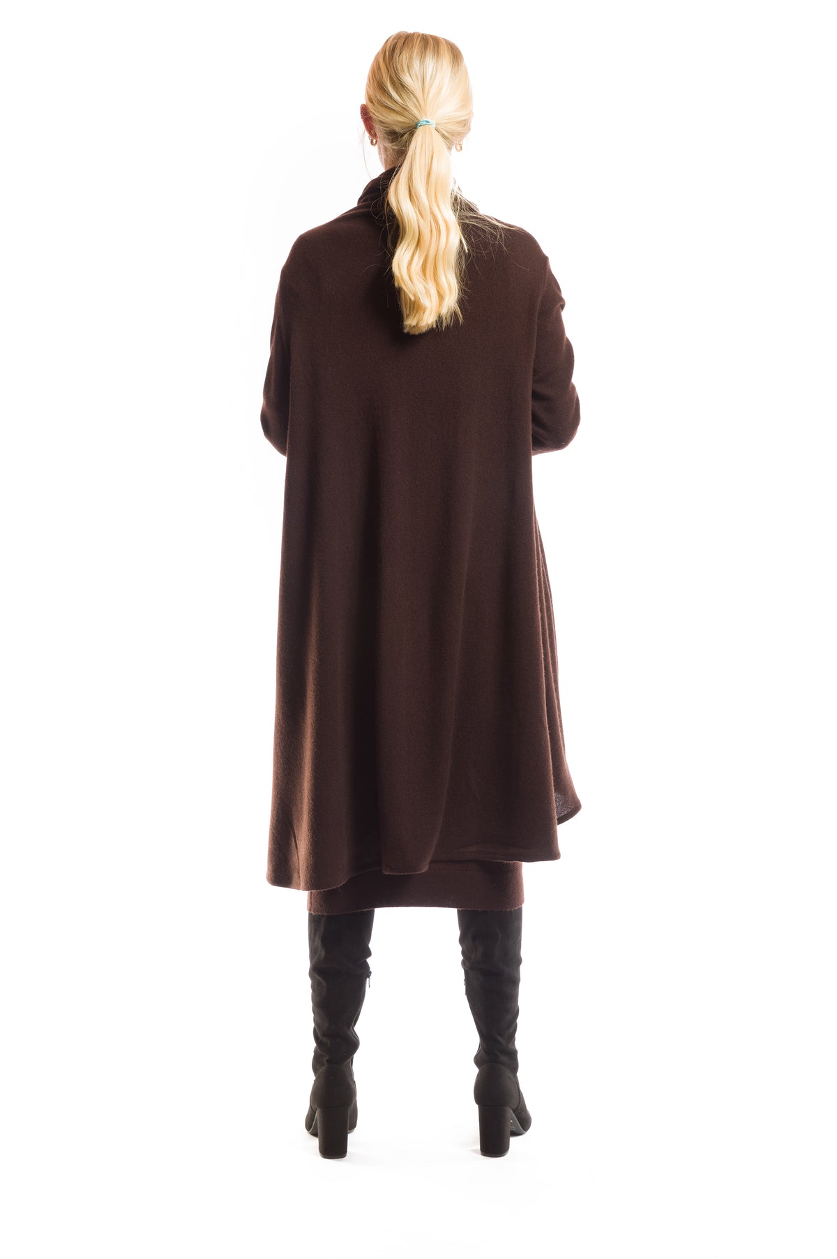 100% CASHMERE WATERFALL JACKET BROWN