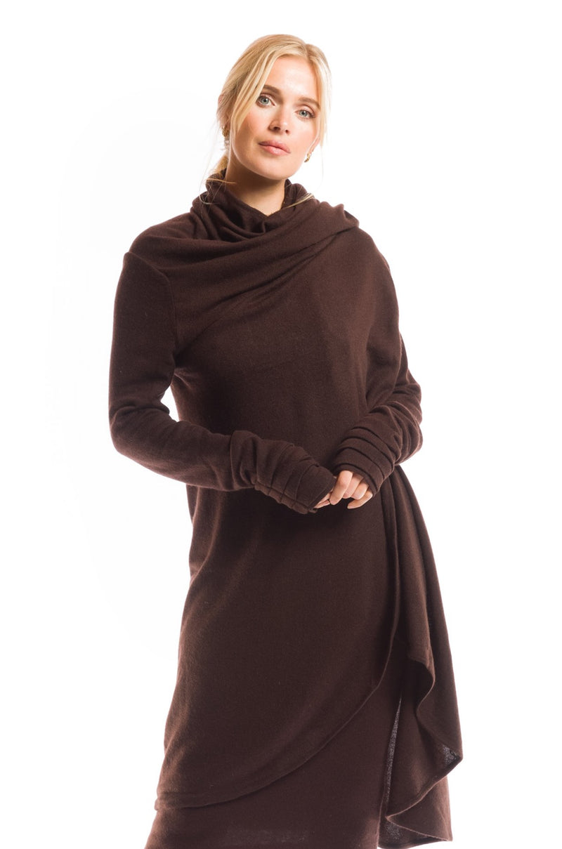 100% CASHMERE WATERFALL JACKET BROWN