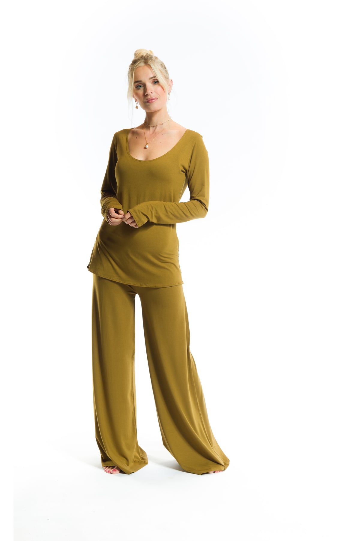 BAMBOO LONG SLEEVE TOP PISTACHIO