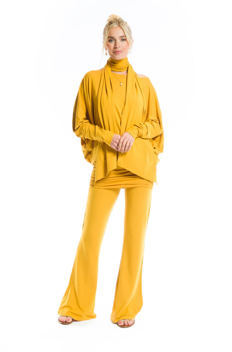BAMBOO RAGLAN TOP WITH SCARF TIBETAN YELLOW
