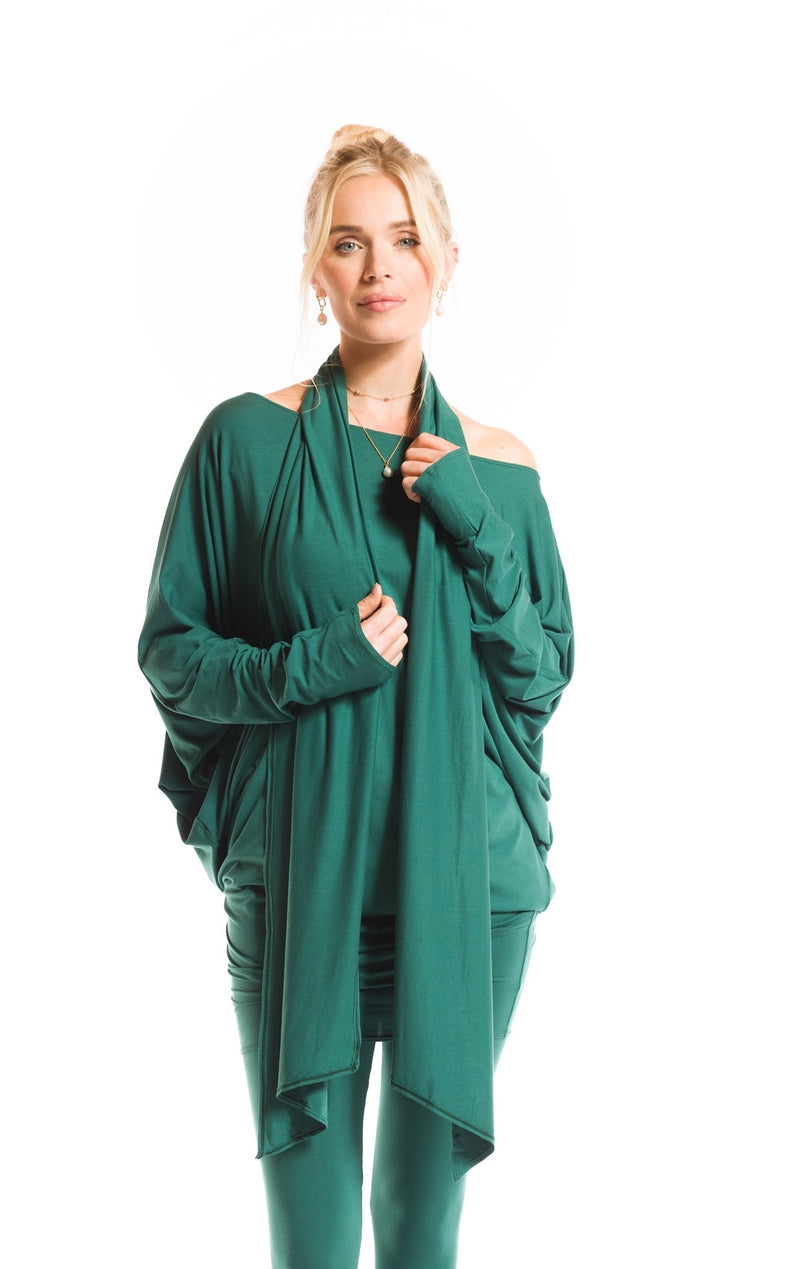 BAMBOO RAGLAN TOP WITH SCARF FLORESTA
