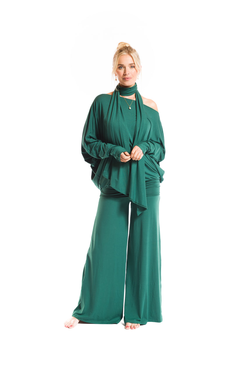 BAMBOO RAGLAN TOP WITH SCARF FLORESTA