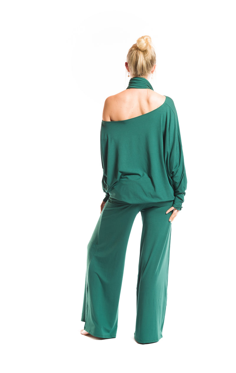 BAMBOO RAGLAN TOP WITH SCARF FLORESTA